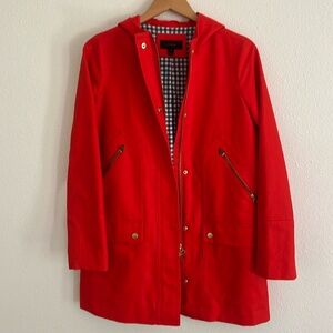 J Crew raincoat in red, size 6